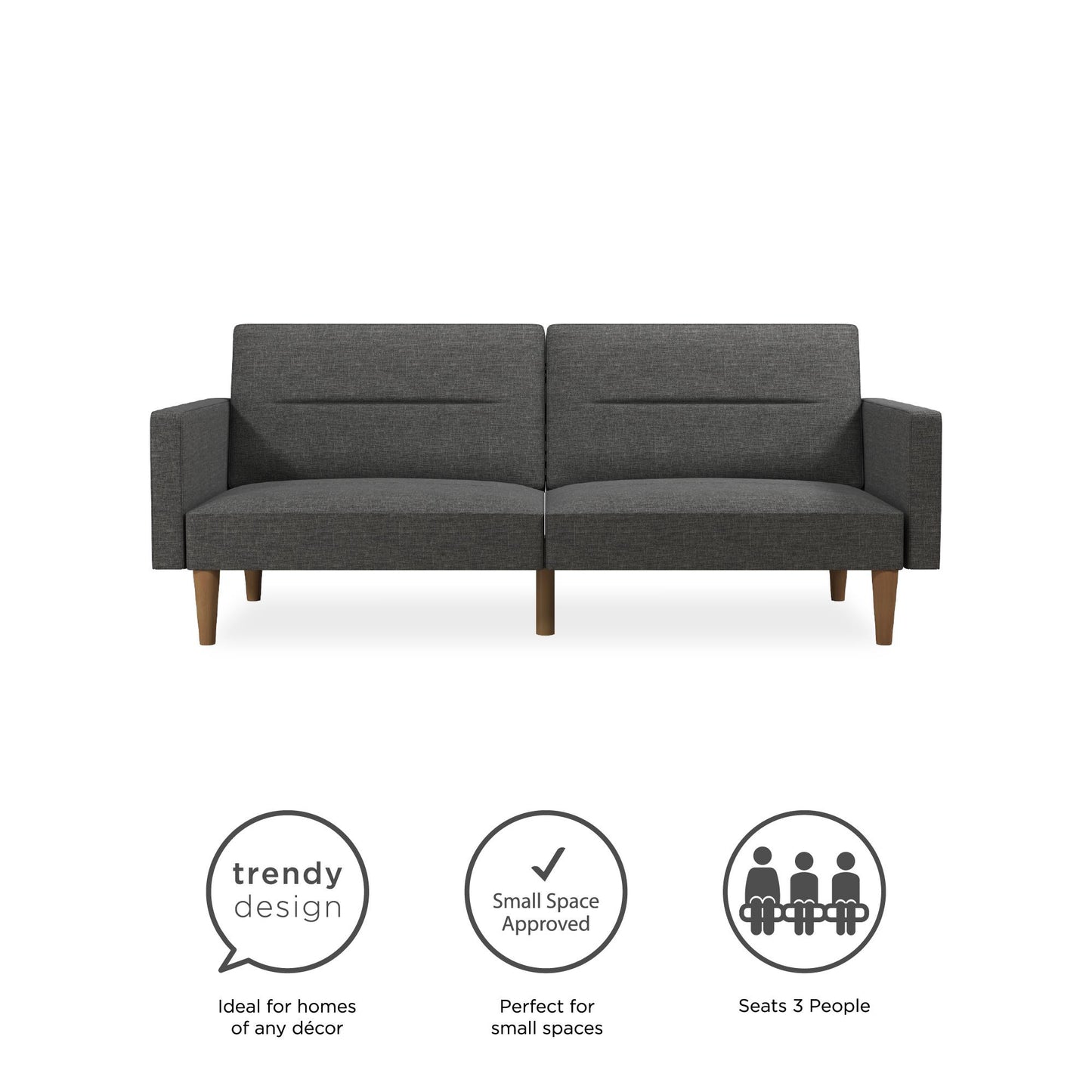 Mainstays Channel Tufted Futon, Gray Linen - Gray