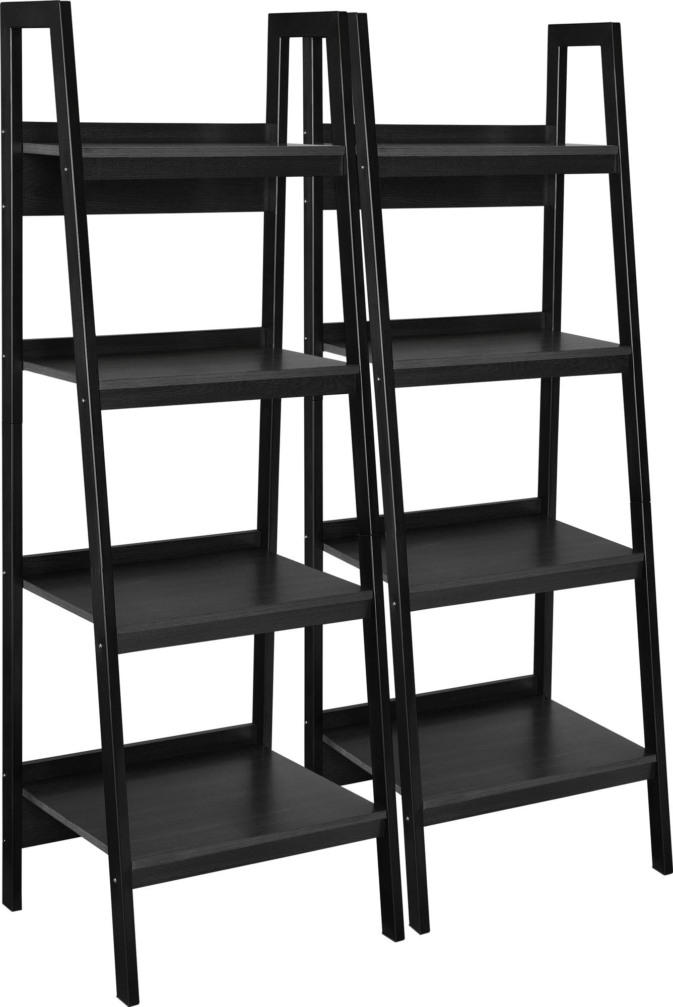 Lawrence 4 Shelf Ladder Bookcase Bundle, Set of 2 - Black