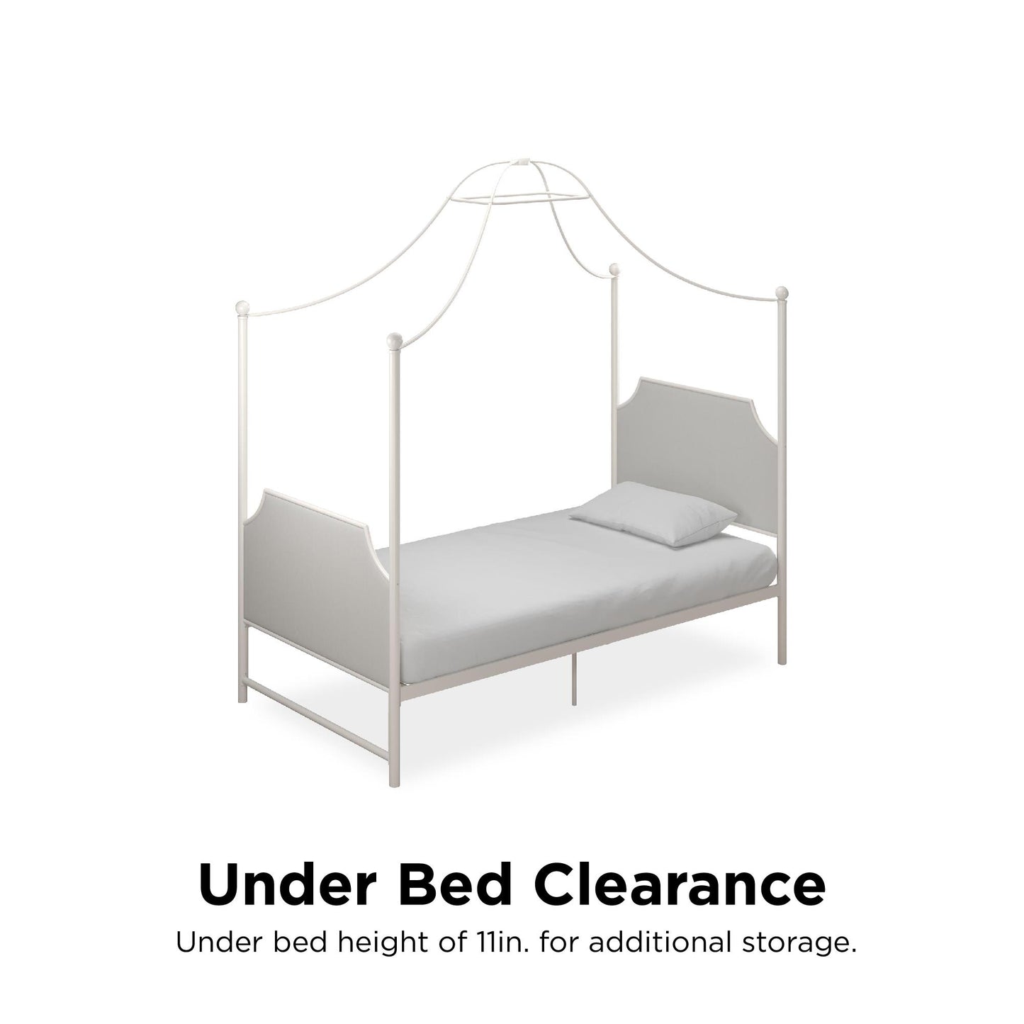 Monarch Hill Clementine Canopy Bed with Linen Headboard and Footboard - White - Twin