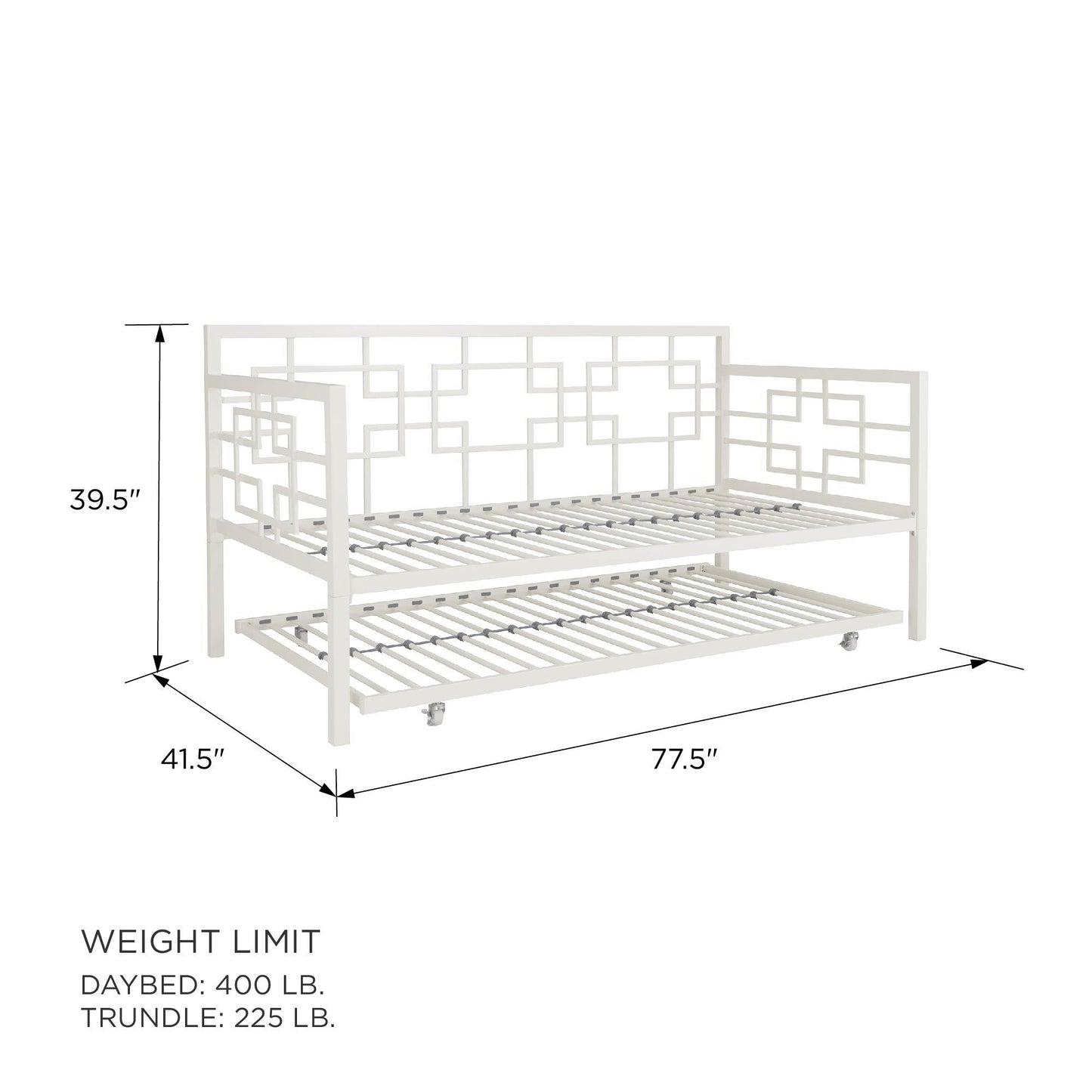 Better Homes & Gardens Twin Daybed with Trundle, Off White Metal - White