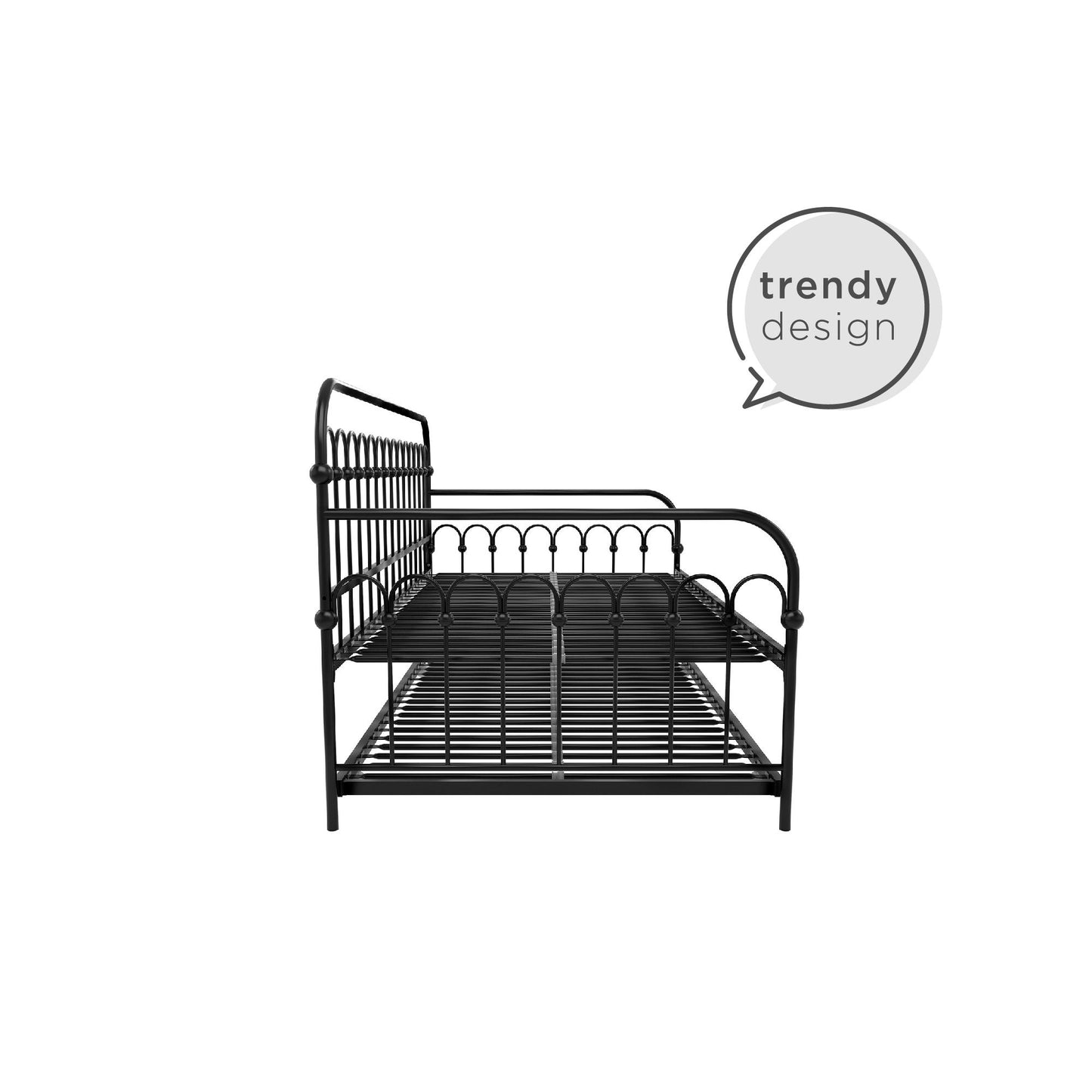 Bright Pop Metal Daybed with Trundle - Black - Twin