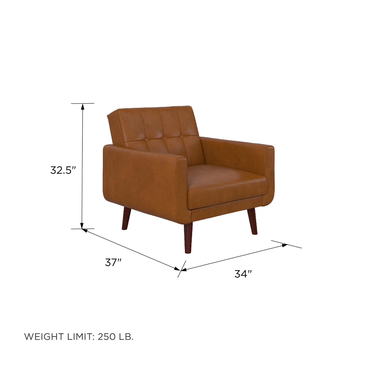 Better Homes & Gardens Nola Modern Chair with Arms, Camel Faux Leather - Camel