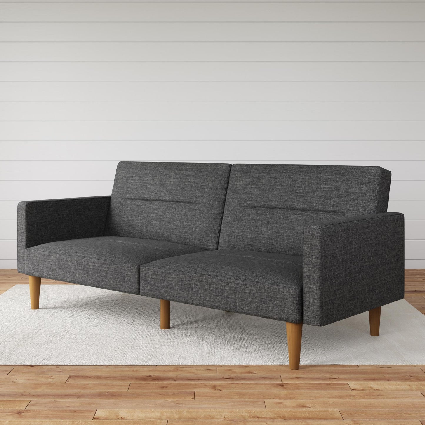 Mainstays Channel Tufted Futon, Gray Linen - Gray