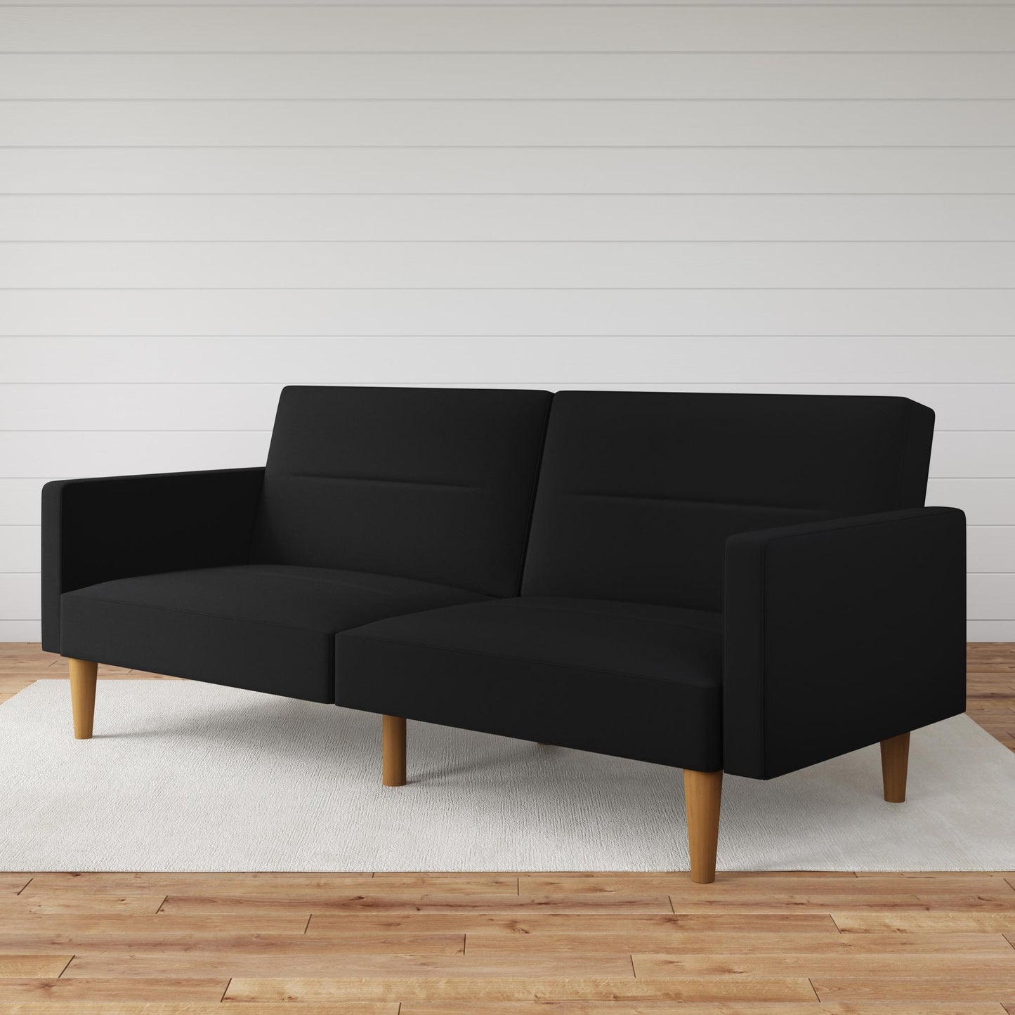 Mainstays Channel Tufted Futon, Black Linen - Black