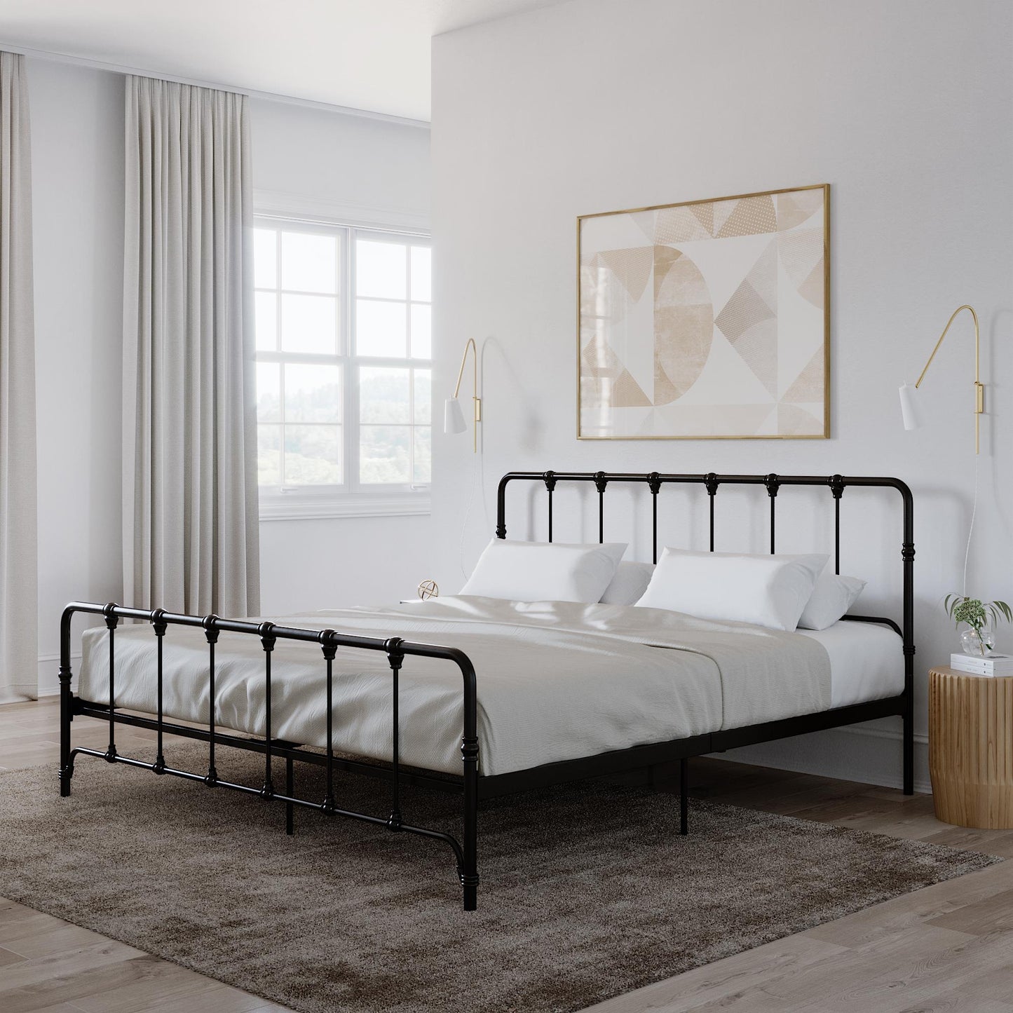 Mainstays Farmhouse Metal Bed, King, Black - Black - King