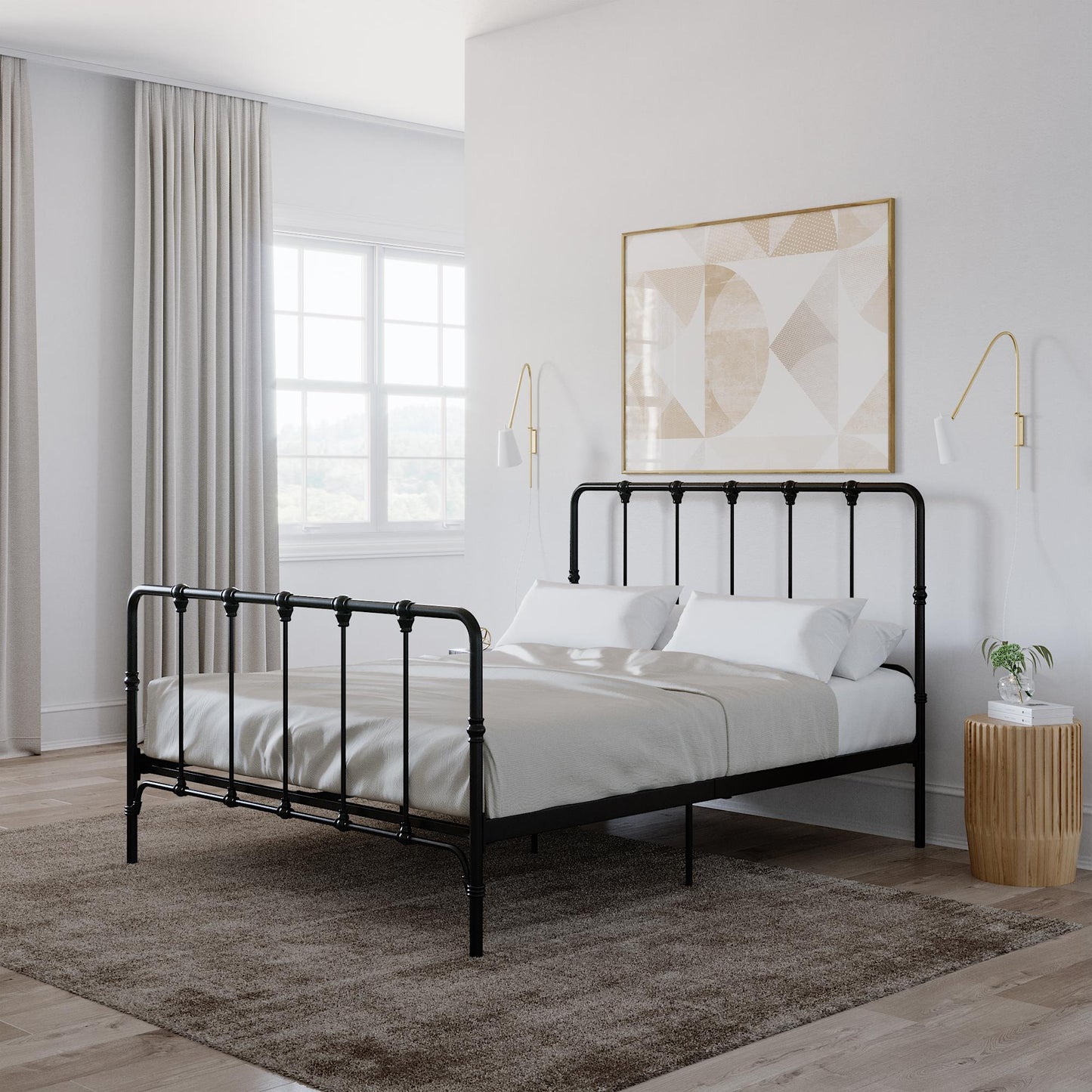 Mainstays Farmhouse Metal Bed, Queen, Black - Black - Queen