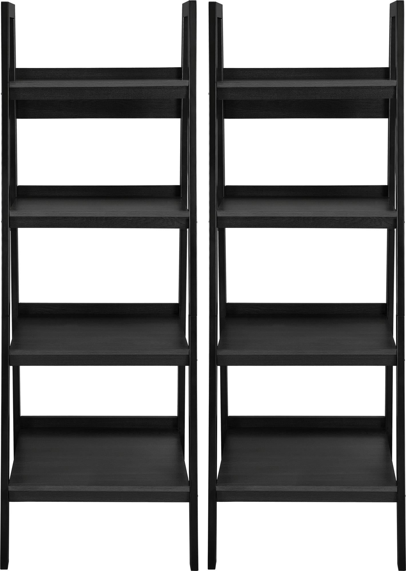 Lawrence 4 Shelf Ladder Bookcase Bundle, Set of 2 - Black