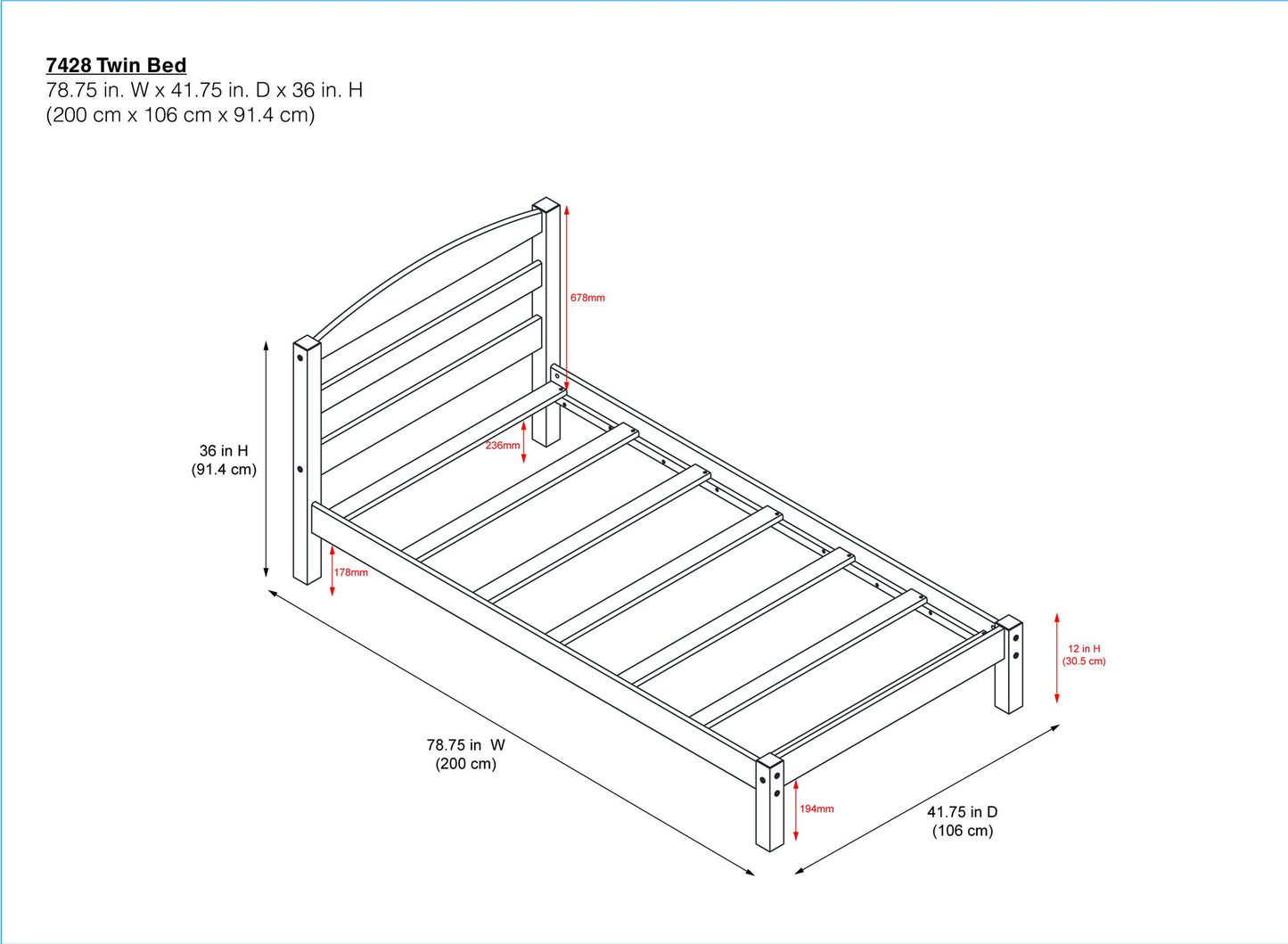 Better Homes & Gardens Leighton Bed Frame - Gray