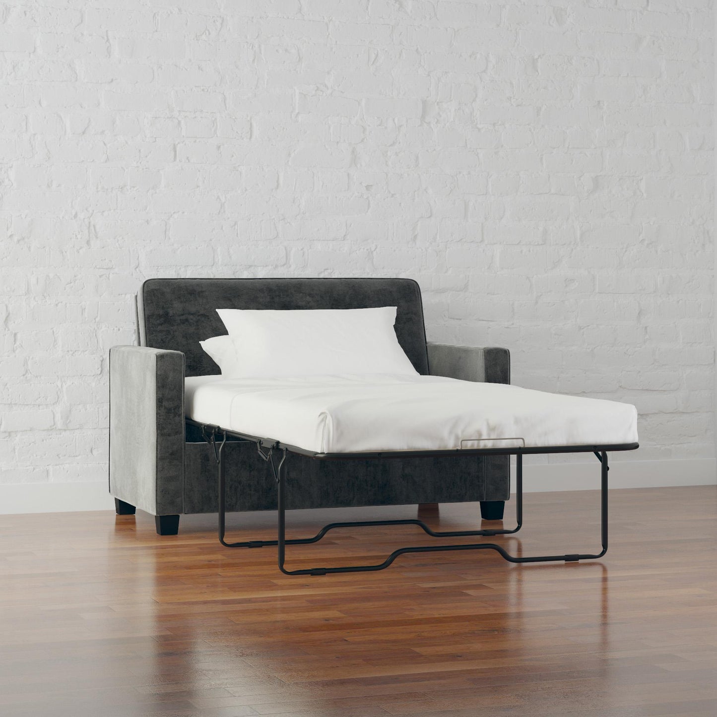 Casey Loveseat Sofa Sleeper with Memory Foam Pull-Out Mattress - Gray - Twin