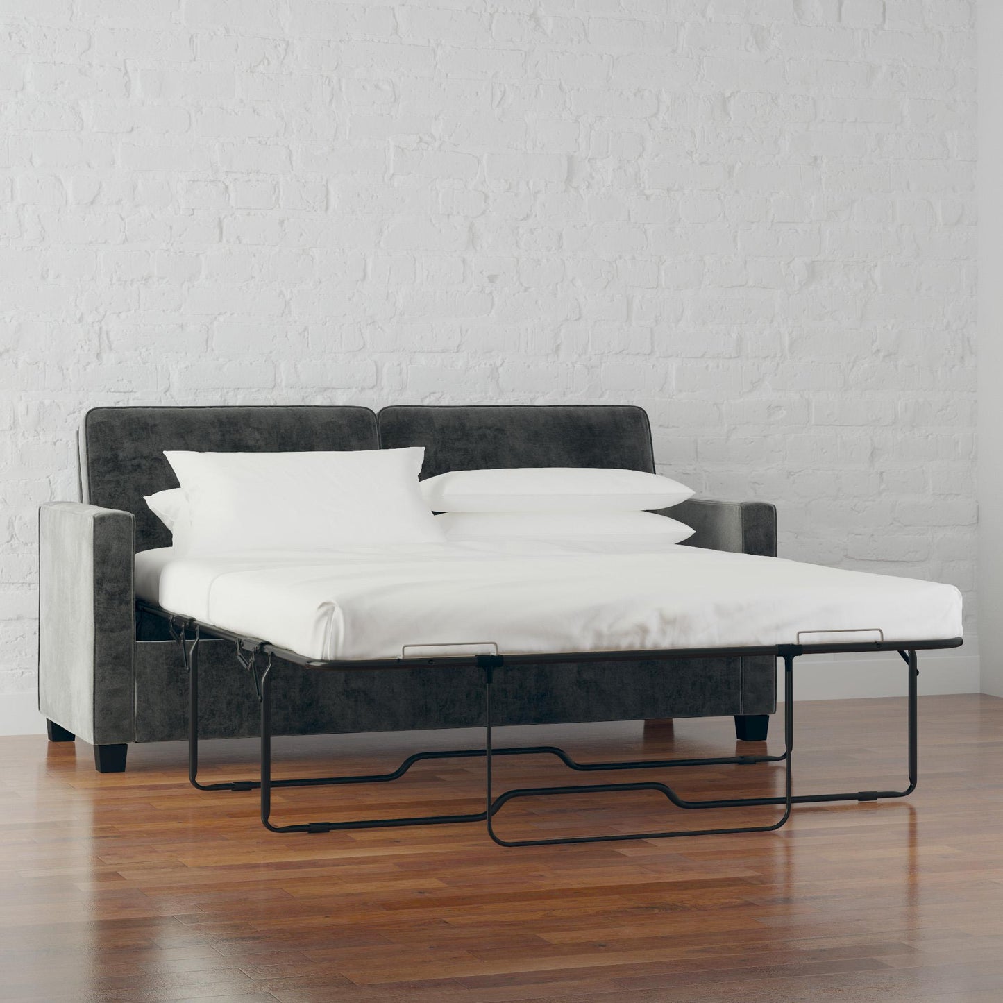 DHP Cooper Loveseat Sofa Sleeper with Full Memory Foam Mattress, Gray Velvet - Gray - Full