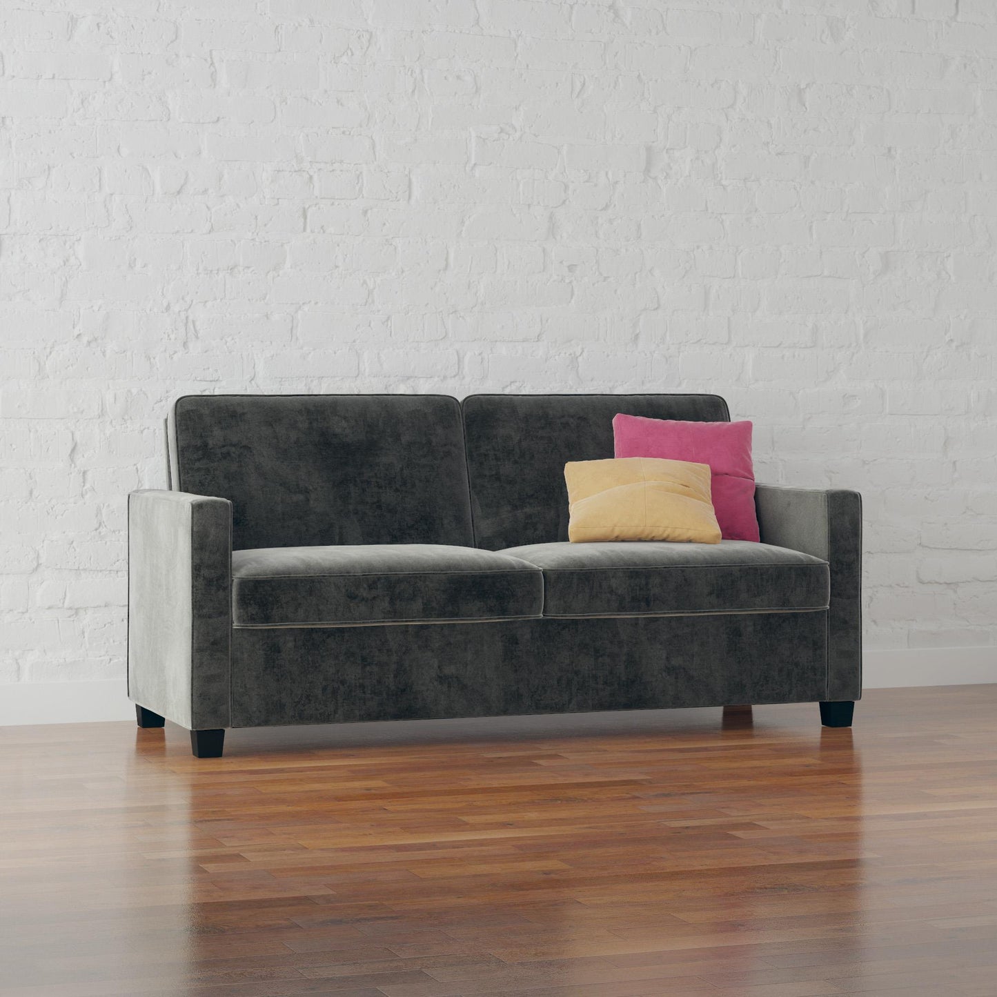 DHP Cooper Loveseat Sofa Sleeper with Full Memory Foam Mattress, Gray Velvet - Gray - Full