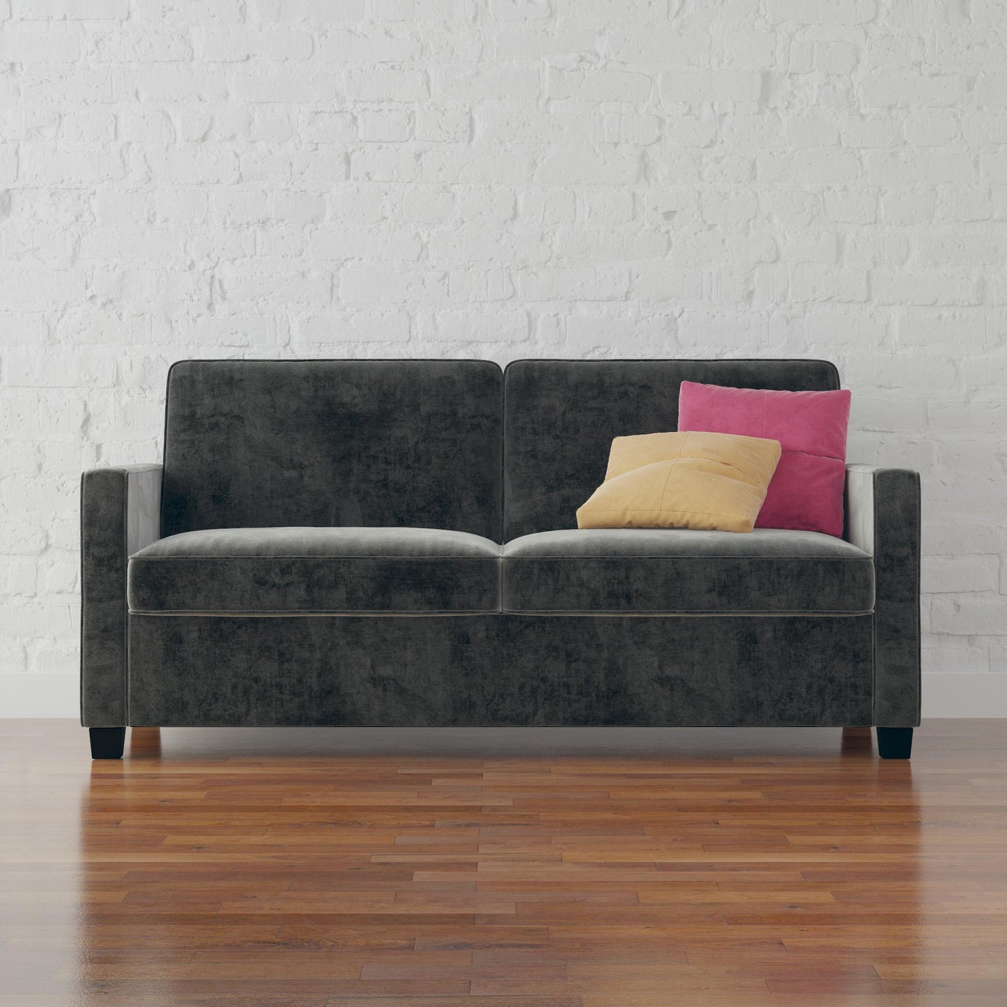 DHP Cooper Sofa Sleeper with Queen Memory Foam Mattress, Gray Velvet - Gray - Queen
