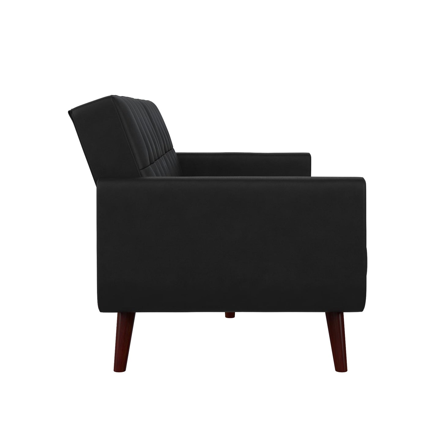 Better Homes & Gardens Nola Modern Futon, Black Faux Leather - Black