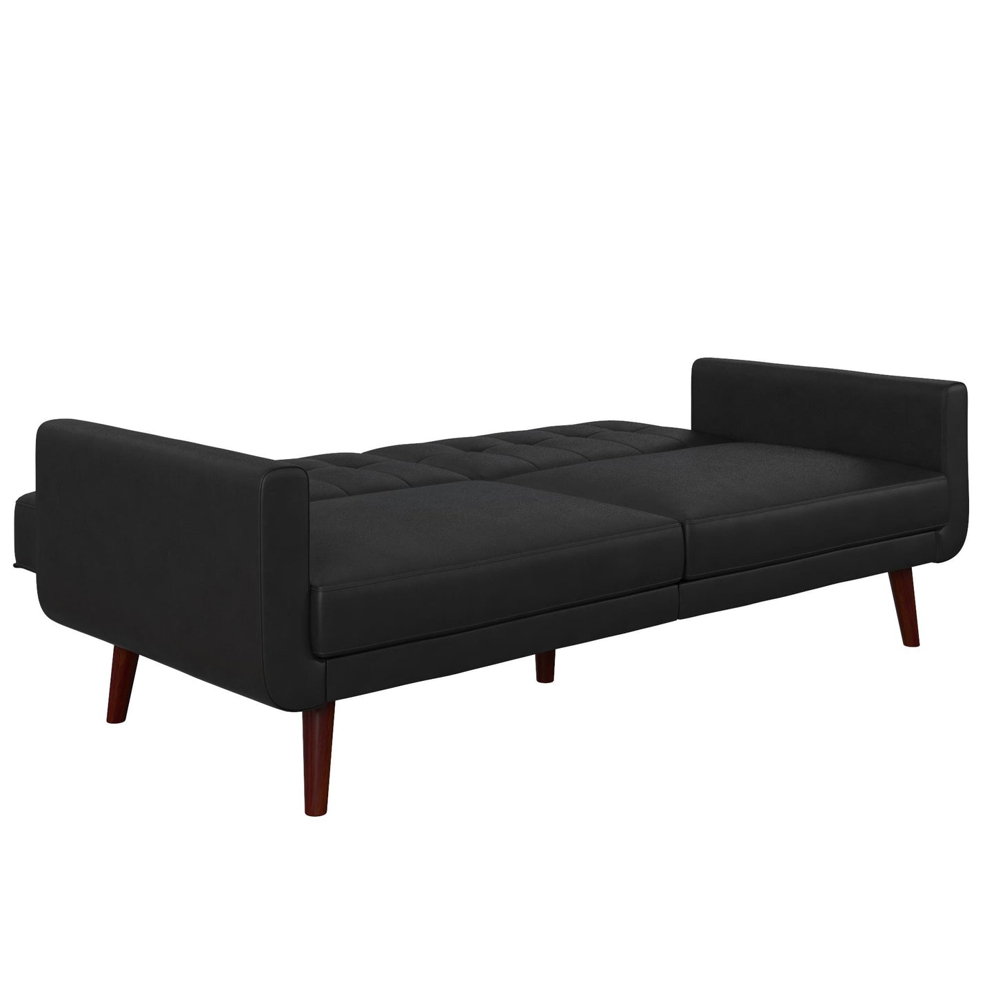 Better Homes & Gardens Nola Modern Futon, Black Faux Leather - Black