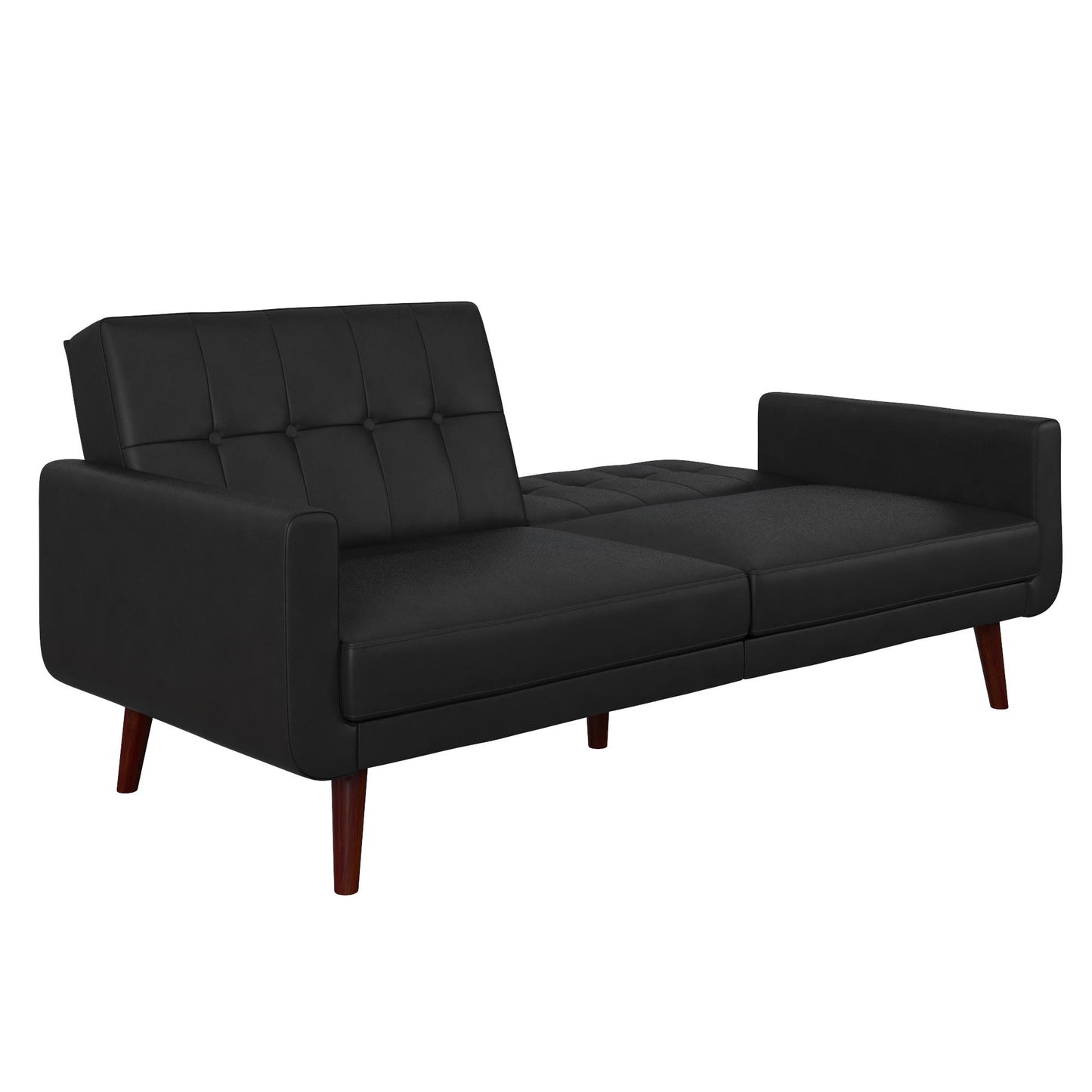 Better Homes & Gardens Nola Modern Futon, Black Faux Leather - Black