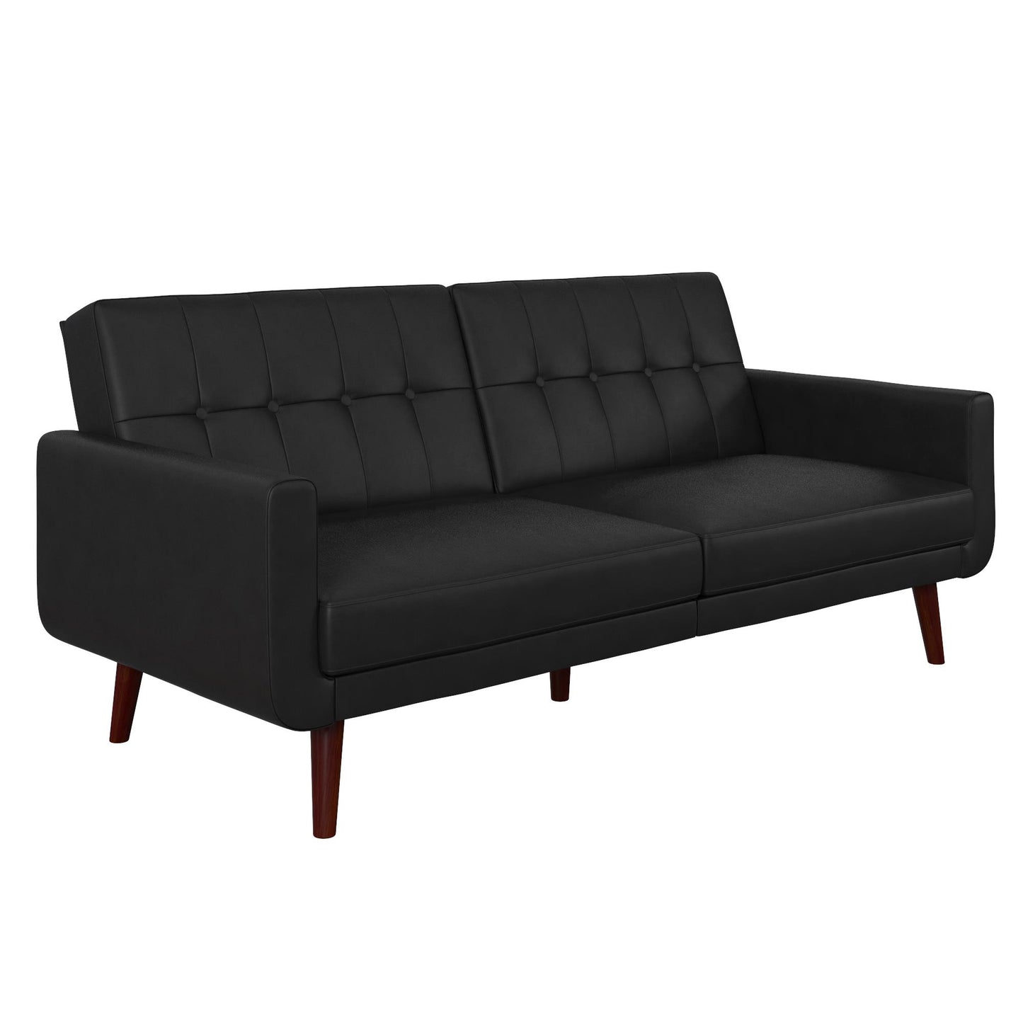 Better Homes & Gardens Nola Modern Futon, Black Faux Leather - Black