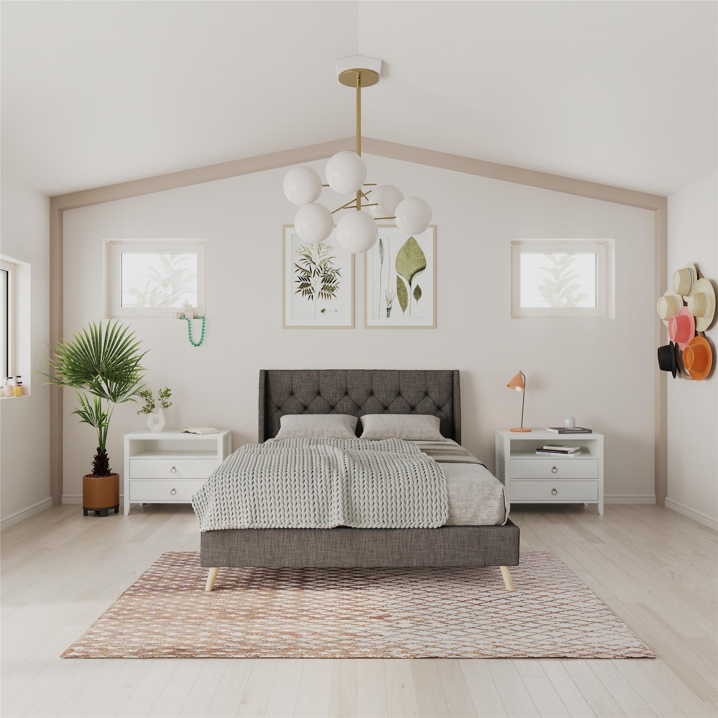 Her Majesty Bed - Grey Linen - Queen