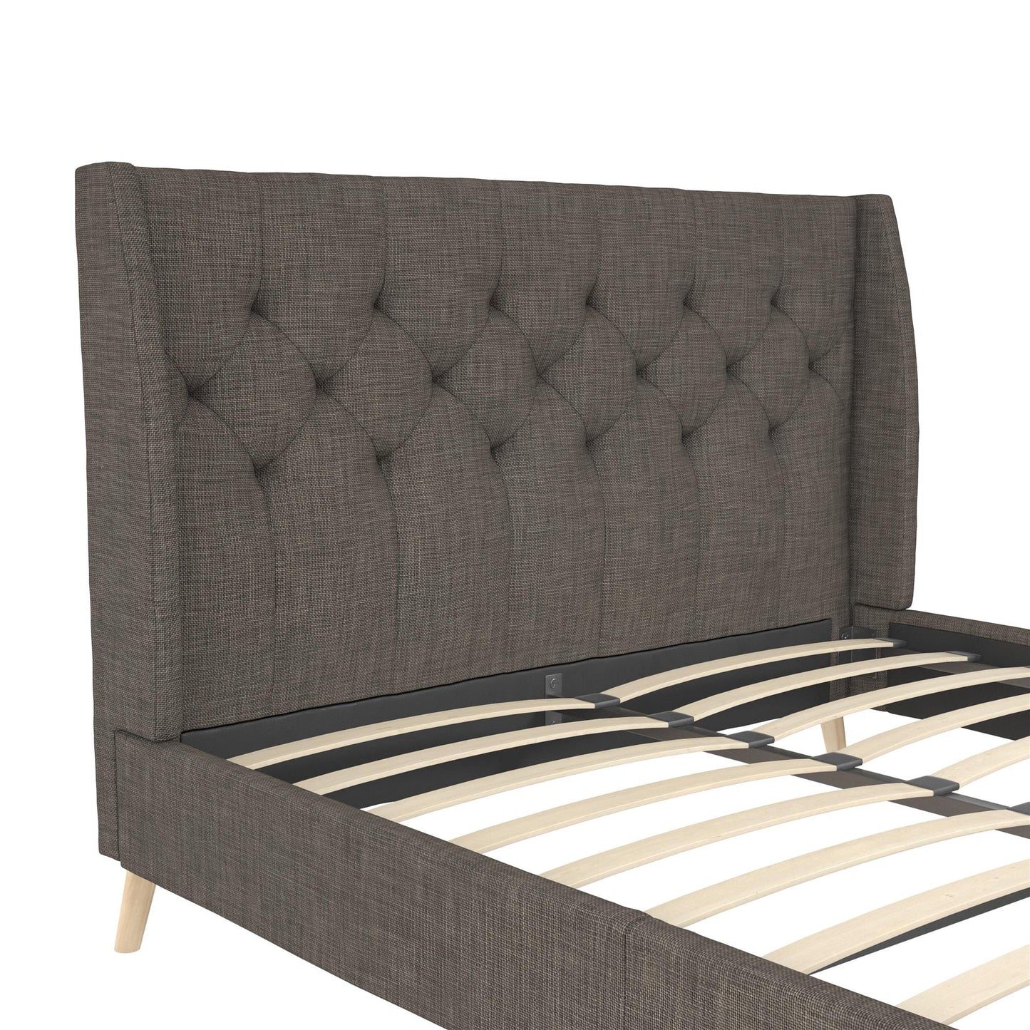 Her Majesty Bed - Grey Linen - Queen
