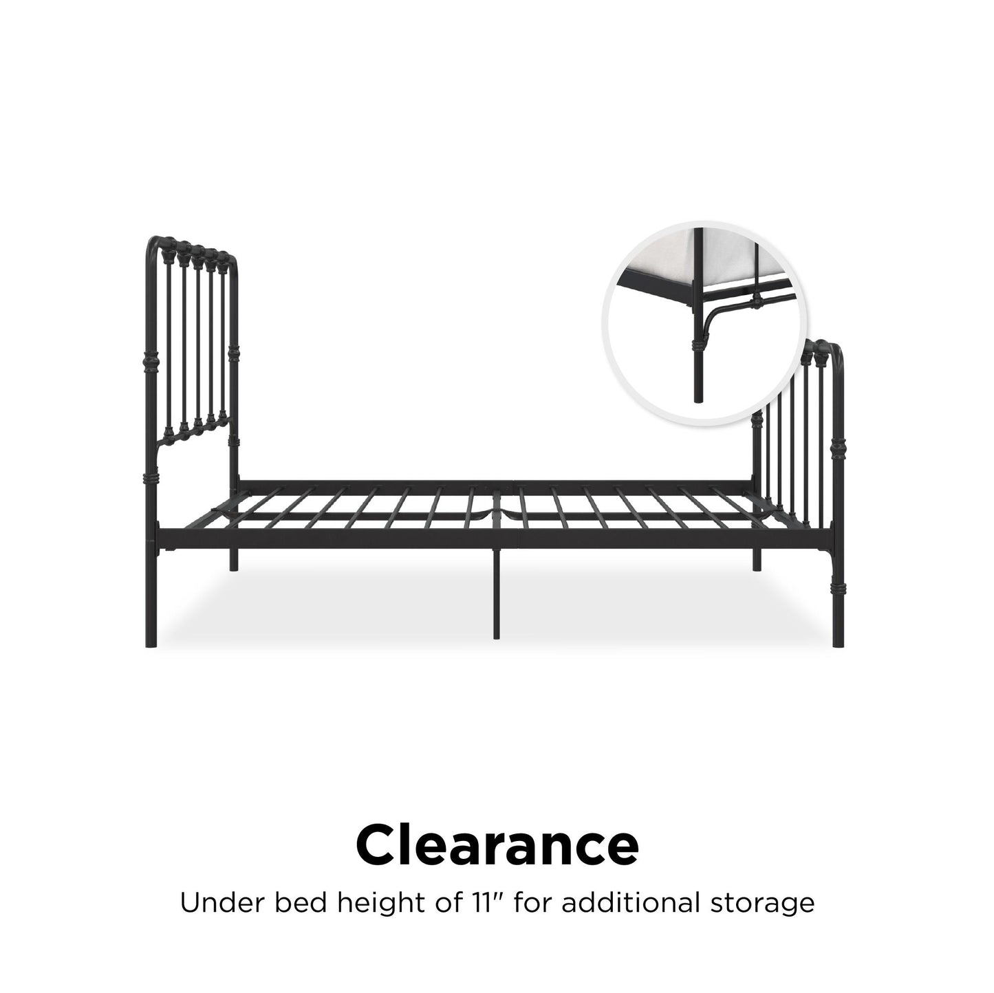 Mainstays Farmhouse Metal Bed, Queen, Black - Black - Queen