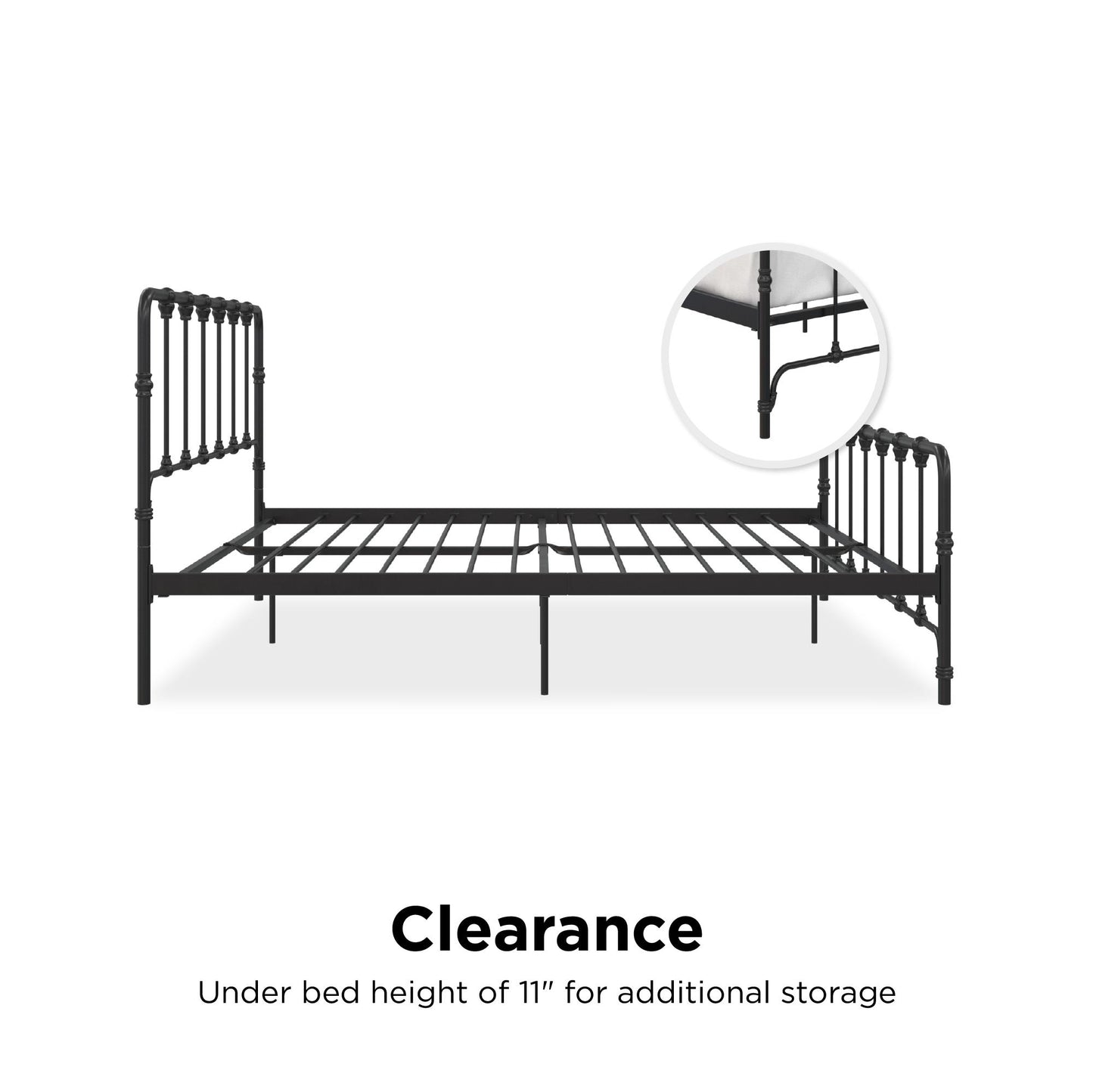 Mainstays Farmhouse Metal Bed, King, Black - Black - King