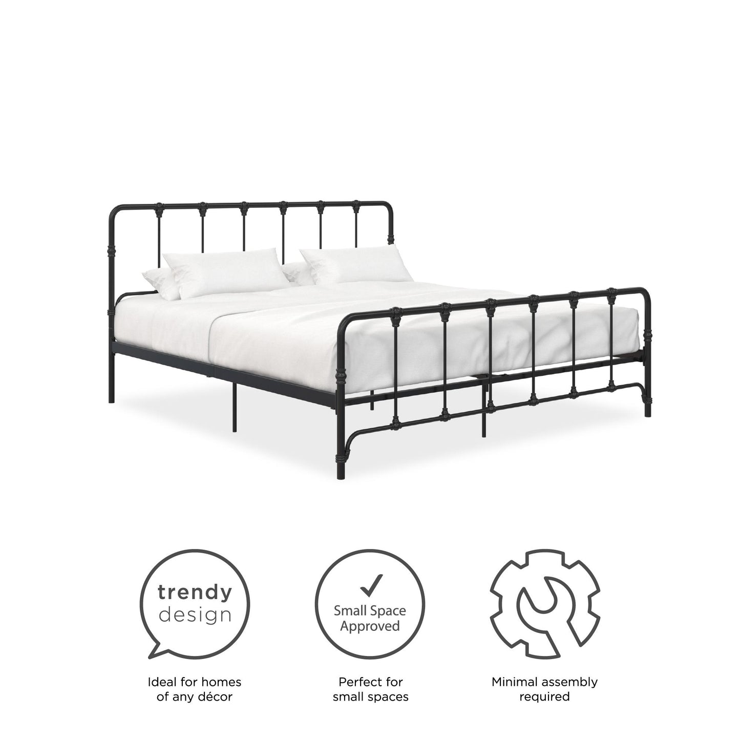 Mainstays Farmhouse Metal Bed, King, Black - Black - King