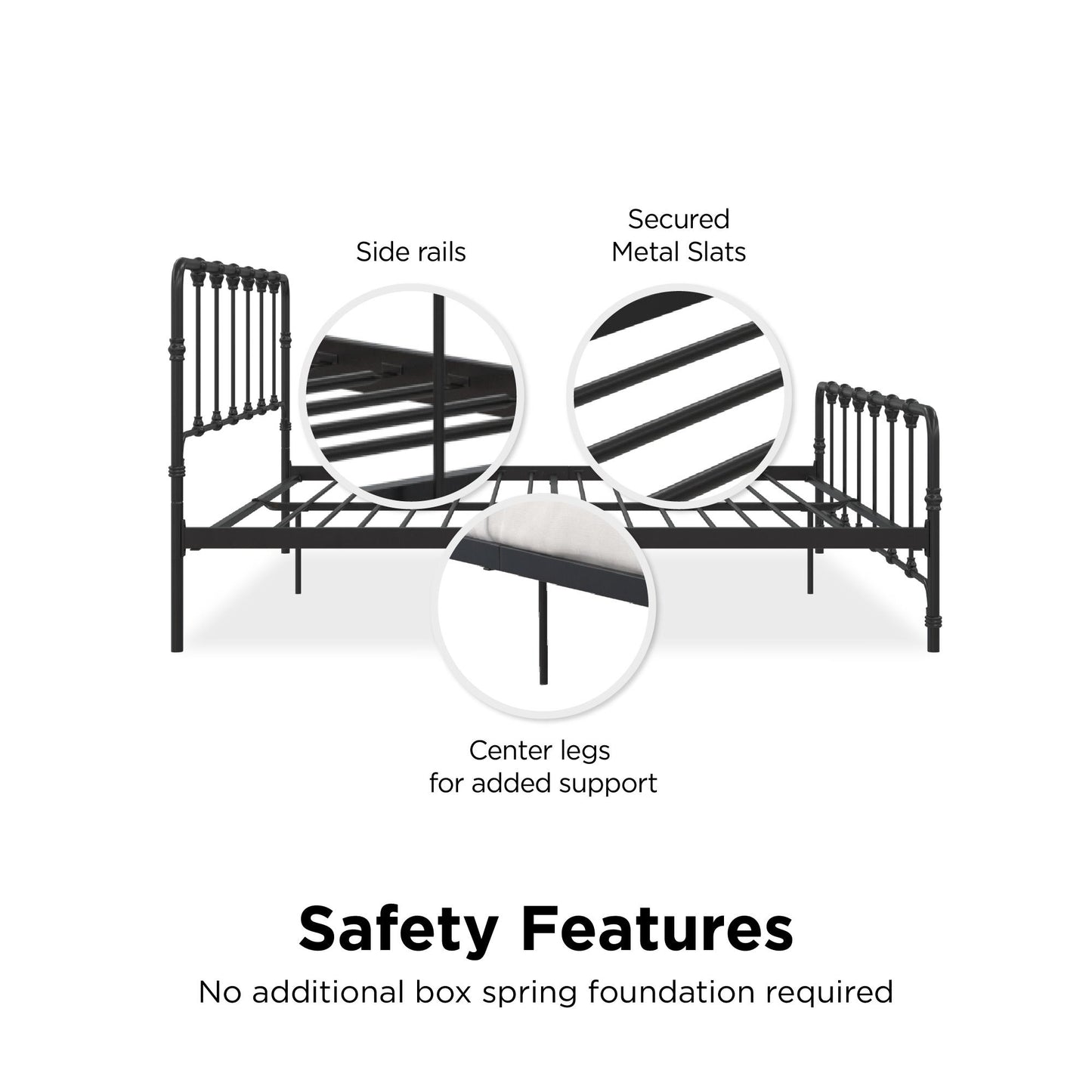 Mainstays Farmhouse Metal Bed, King, Black - Black - King