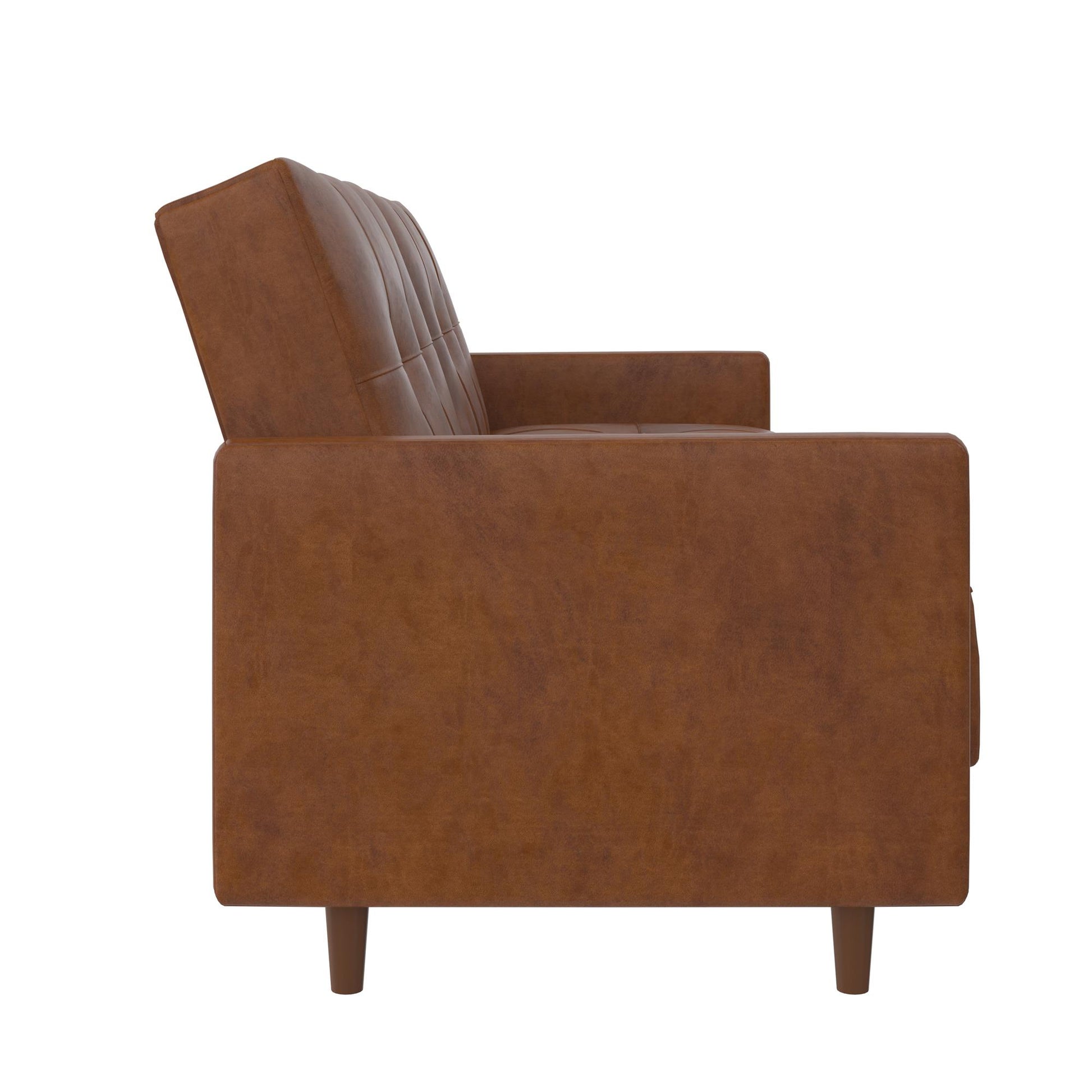Andora Tufted Upholstered Coil Futon with Wooden Legs - Camel