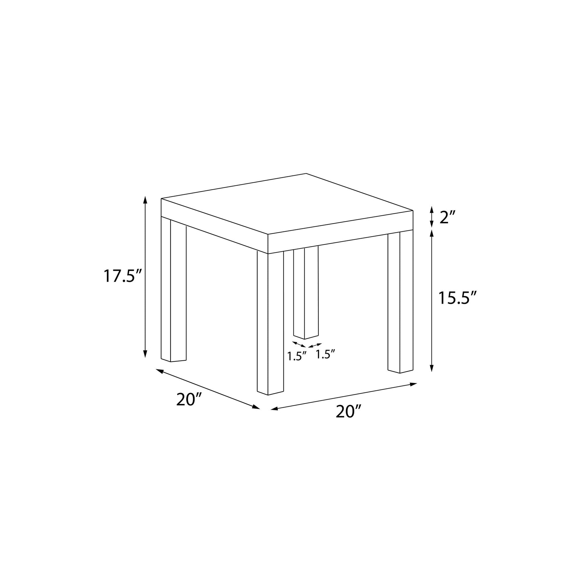 Parsons Hollow Core End Table with Large Top - Gray