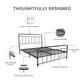 Wallace Spindle Metal Bed with Elegant Curves and Slats - Black - Queen