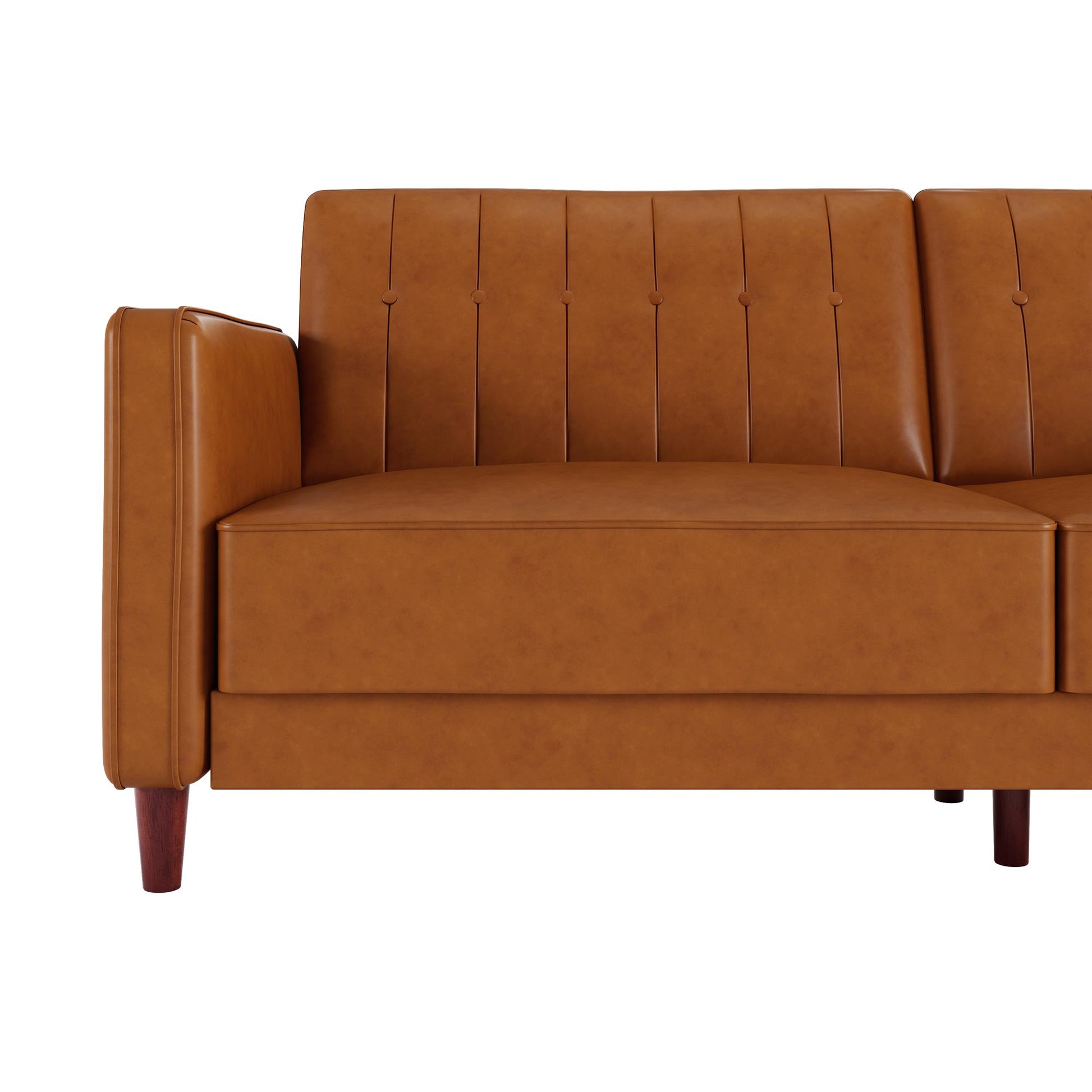 Pin Tufted Transitional Futon with Vertical Stitching and Button Tufting - Camel