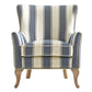 Reva Upholstered Club Accent Chair with Nail Head Trim - Blue Stripe