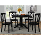 Aubrey 5 Piece Traditional Pedestal Round Dining Table and Chairs Set - Black