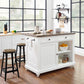 DHP Kelsey Kitchen Island with 2 Stools and Drawers, White - White