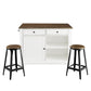 DHP Kelsey Kitchen Island with 2 Stools and Drawers, White - White