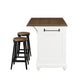 DHP Kelsey Kitchen Island with 2 Stools and Drawers, White - White