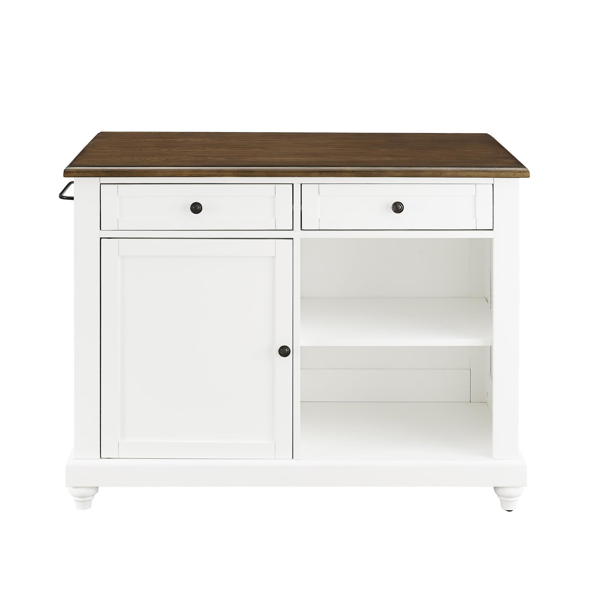 DHP Kelsey Kitchen Island with 2 Stools and Drawers, White - White
