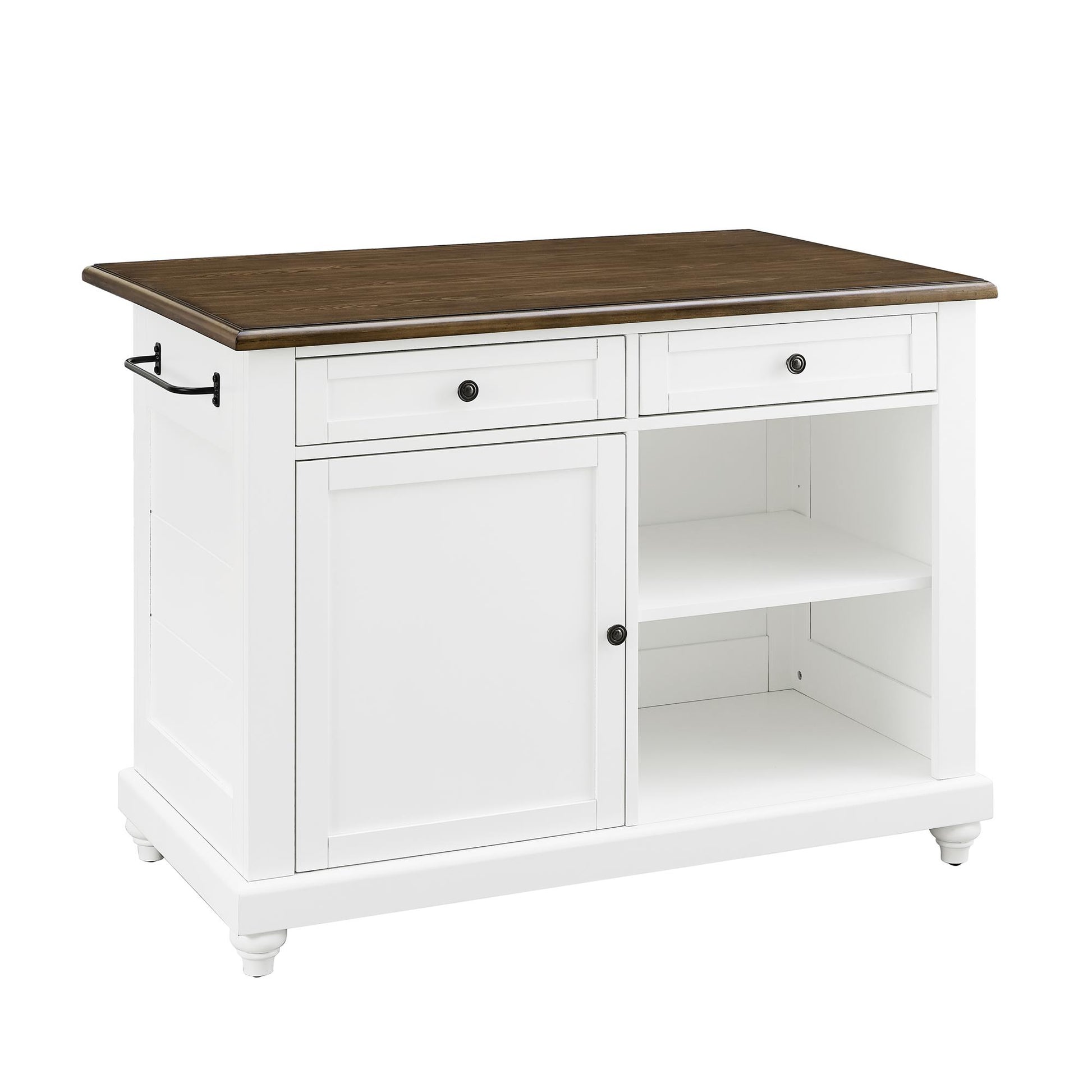 DHP Kelsey Kitchen Island with 2 Stools and Drawers, White - White