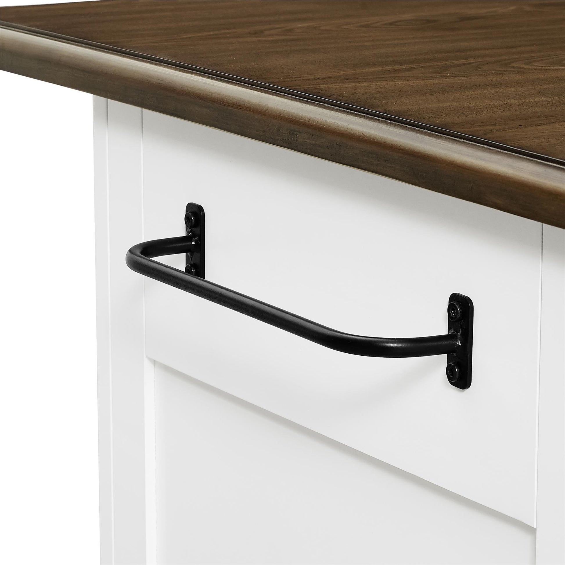 DHP Kelsey Kitchen Island with 2 Stools and Drawers, White - White