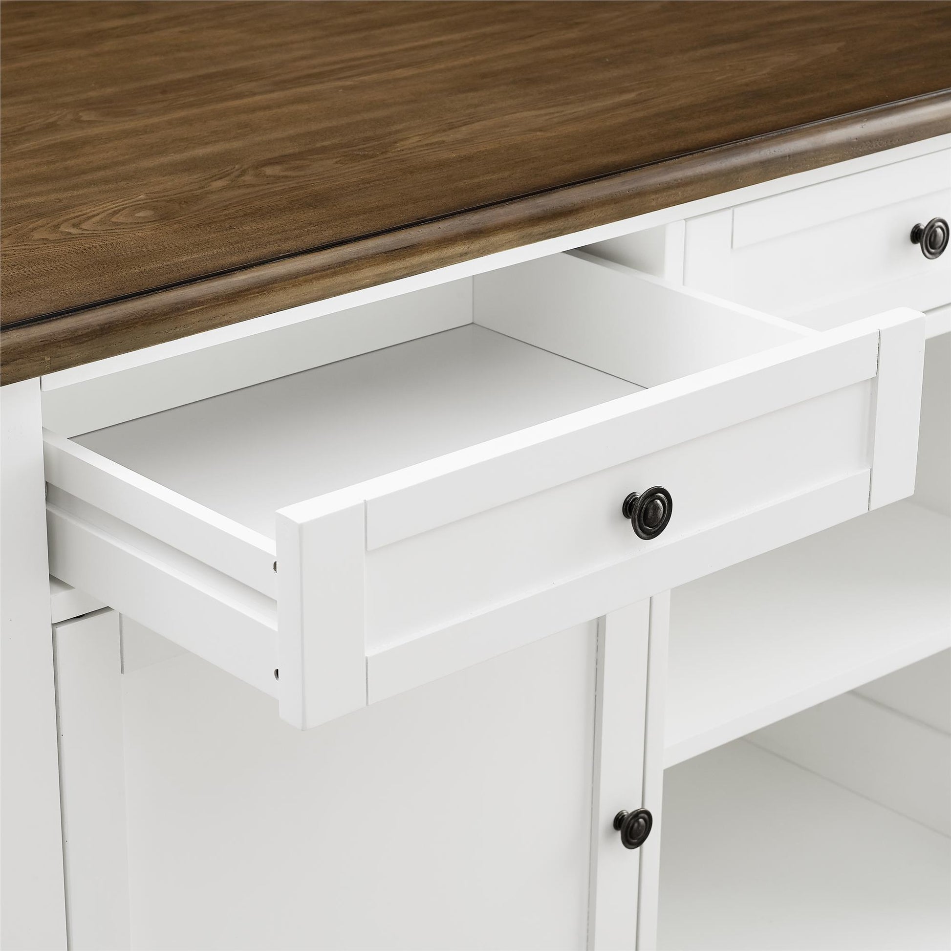 DHP Kelsey Kitchen Island with 2 Stools and Drawers, White - White
