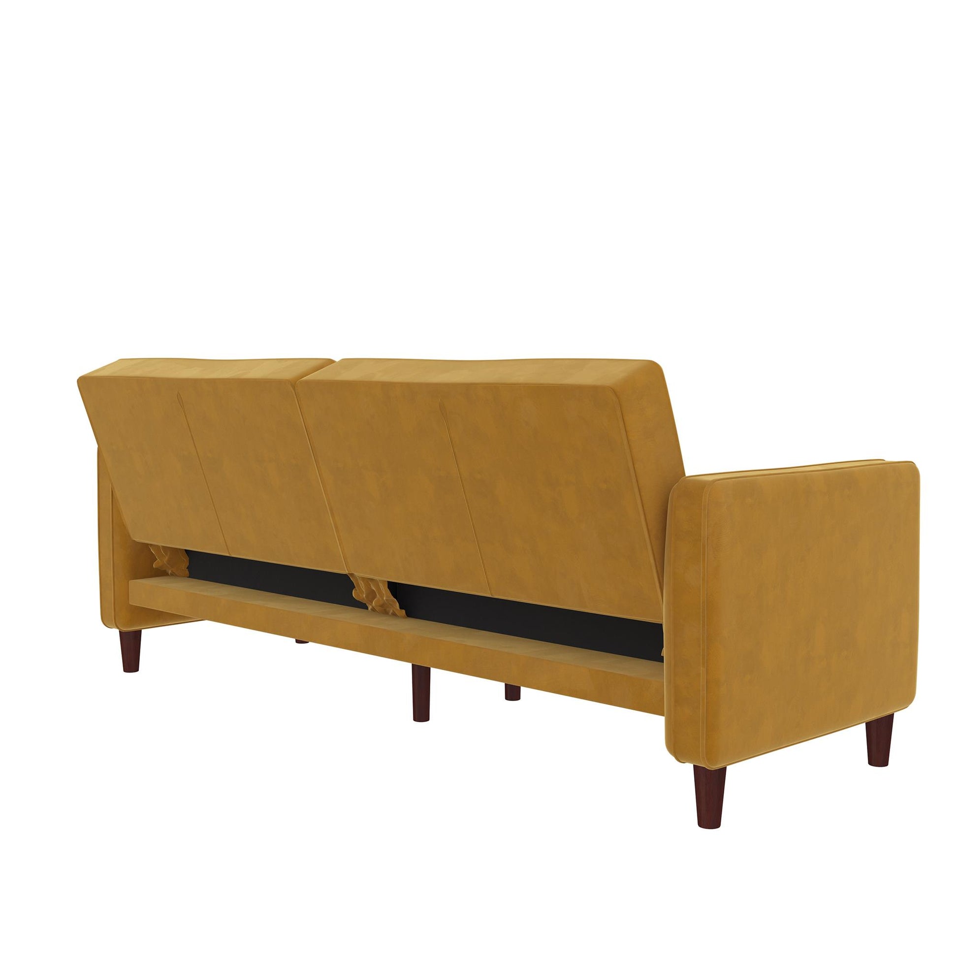 Pin Tufted Transitional Futon with Vertical Stitching and Button Tufting - Mustard