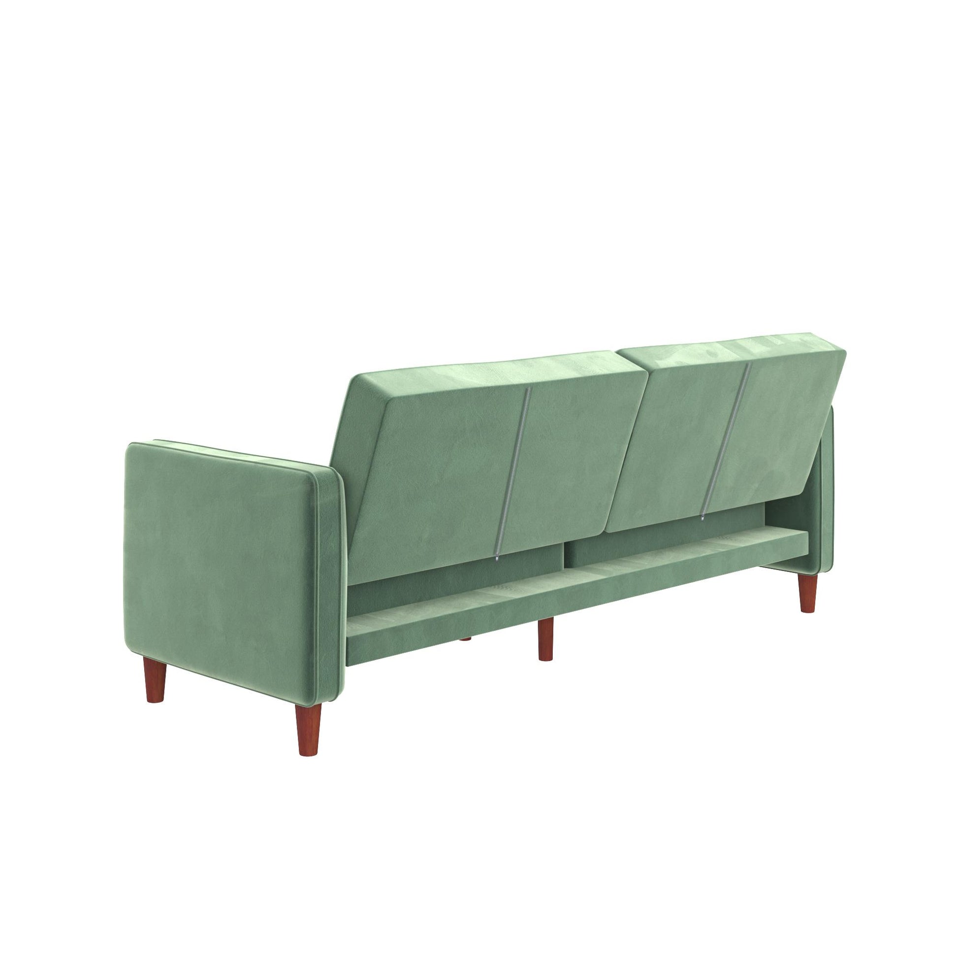 Pin Tufted Transitional Futon with Vertical Stitching and Button Tufting - Light Green