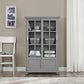 Aaron Lane Bookcase with Sliding Glass Doors - Gray