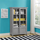 Aaron Lane Bookcase with Sliding Glass Doors - Gray