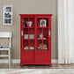 Aaron Lane Tall Bookcase with 2 Sliding Glass Doors - Red