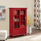 Aaron Lane Tall Bookcase with 2 Sliding Glass Doors - Red