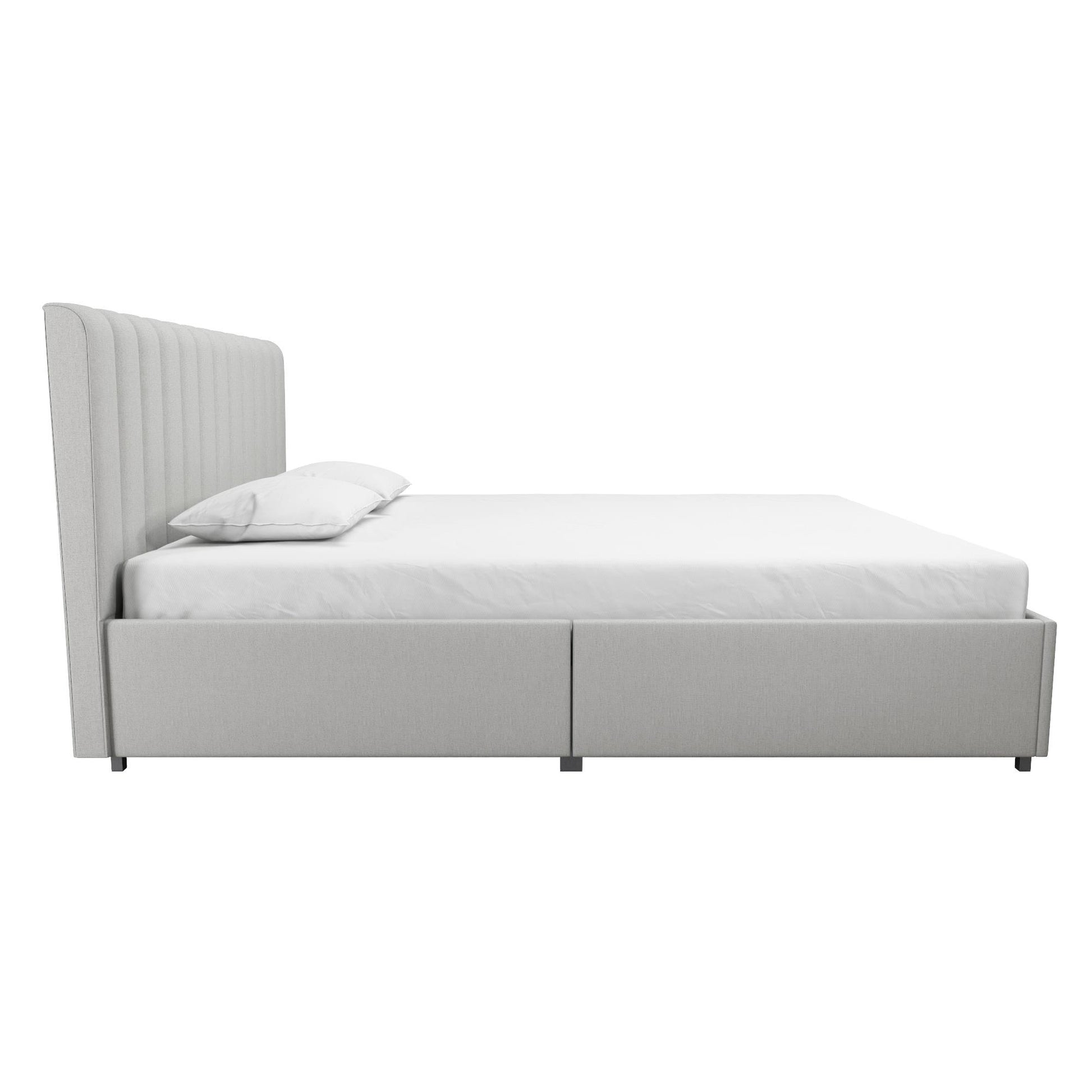 Brittany Upholstered Bed with Storage Drawers - Light Gray - Full