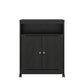 Landry 2 Door Utility Microwave Cart with Shelves - Black Oak