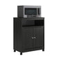 Landry 2 Door Utility Microwave Cart with Shelves - Black Oak