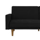 Paxson Futon with Solid Wood Legs and Diagonal Design - Black
