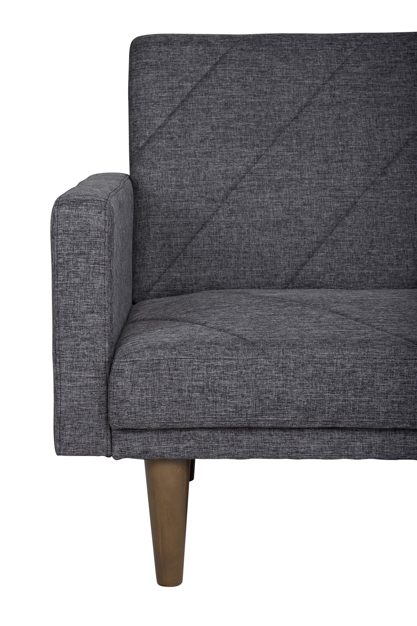 Paxson Futon with Solid Wood Legs and Diagonal Design - Dark Gray